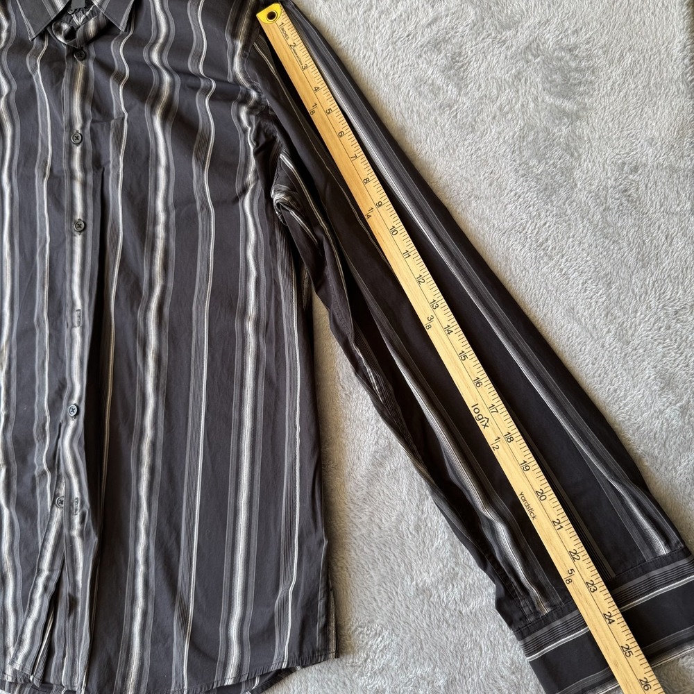 I.N.C International Concepts Shirt Men XL Black Cotton Striped Classic Button-Up - Picture 7 of 9